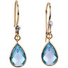 Genuine Swiss Blue Topaz and Diamond Earrings Ref 898478