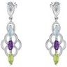 Genuine Amethyst, Peridot and Sky Blue Topaz Earrings Ref 221255